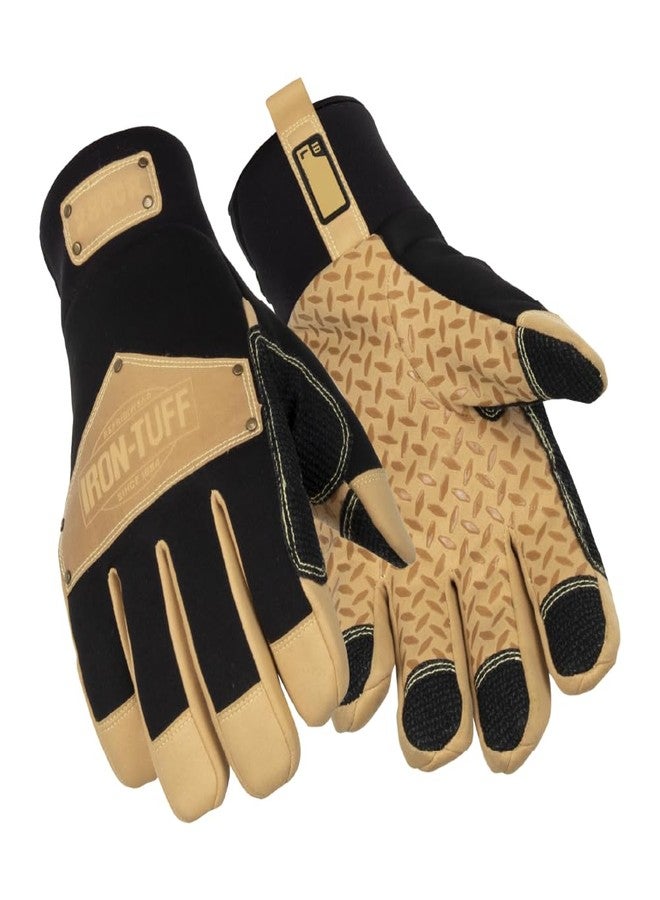 RefrigiWear Iron-Tuff Insulated Leather Work Gloves with Silicone Grip, Gold/Black - X-Large - Image 1